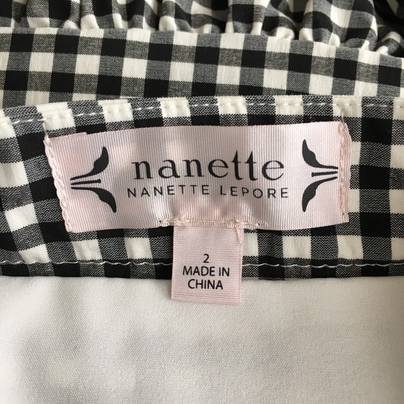 Nanette Lepore Black Gingham Frill Skirt NWT - Picture 2 of 6